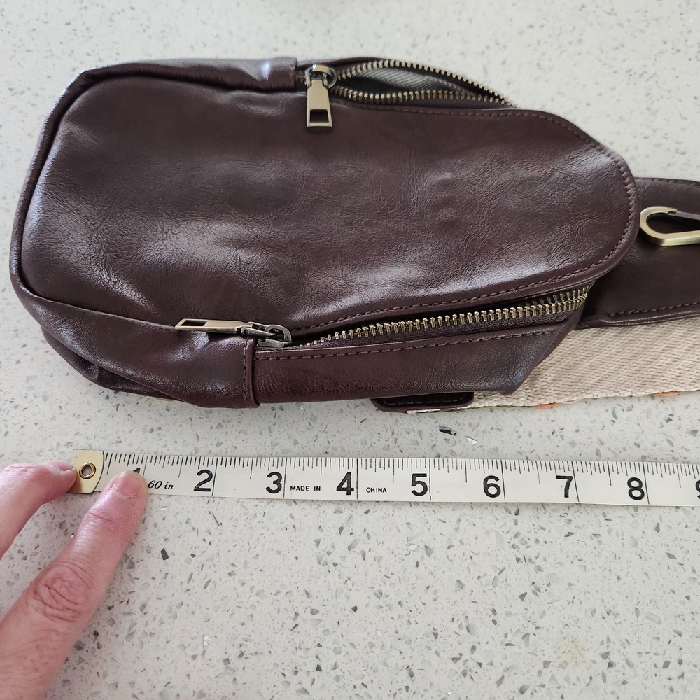 Brown Crossbody Sling Bag with Patterned Strap New Without Tag - Picture 10 of 13